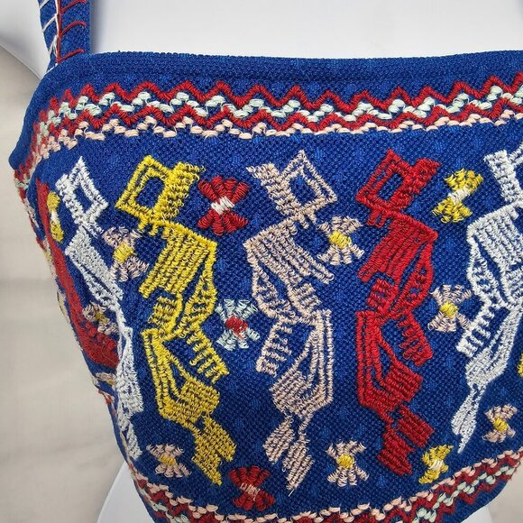 Forever 21 Blue Red Embroidered Boho Cropped Tank Top Festival Hippie S - Picture 3 of 10